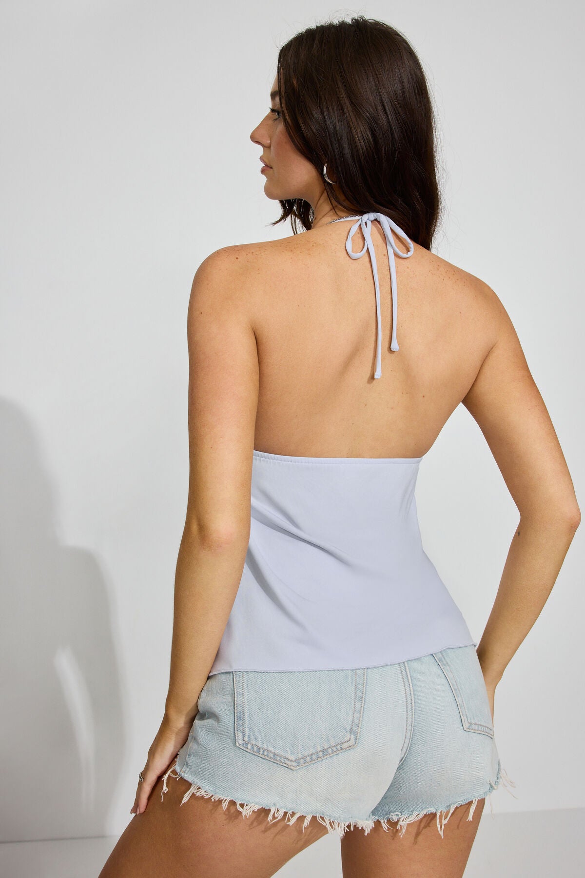 Plunge Flyaway Halter Top Blue Garage Clothing Women