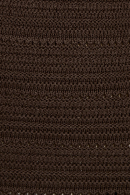 Crochet Halter Mini Dress Brown Garage Clothing Women