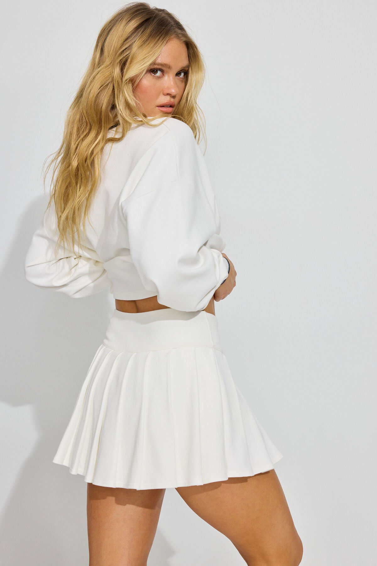 Pique Pleated Active Skort White Garage Clothing Women