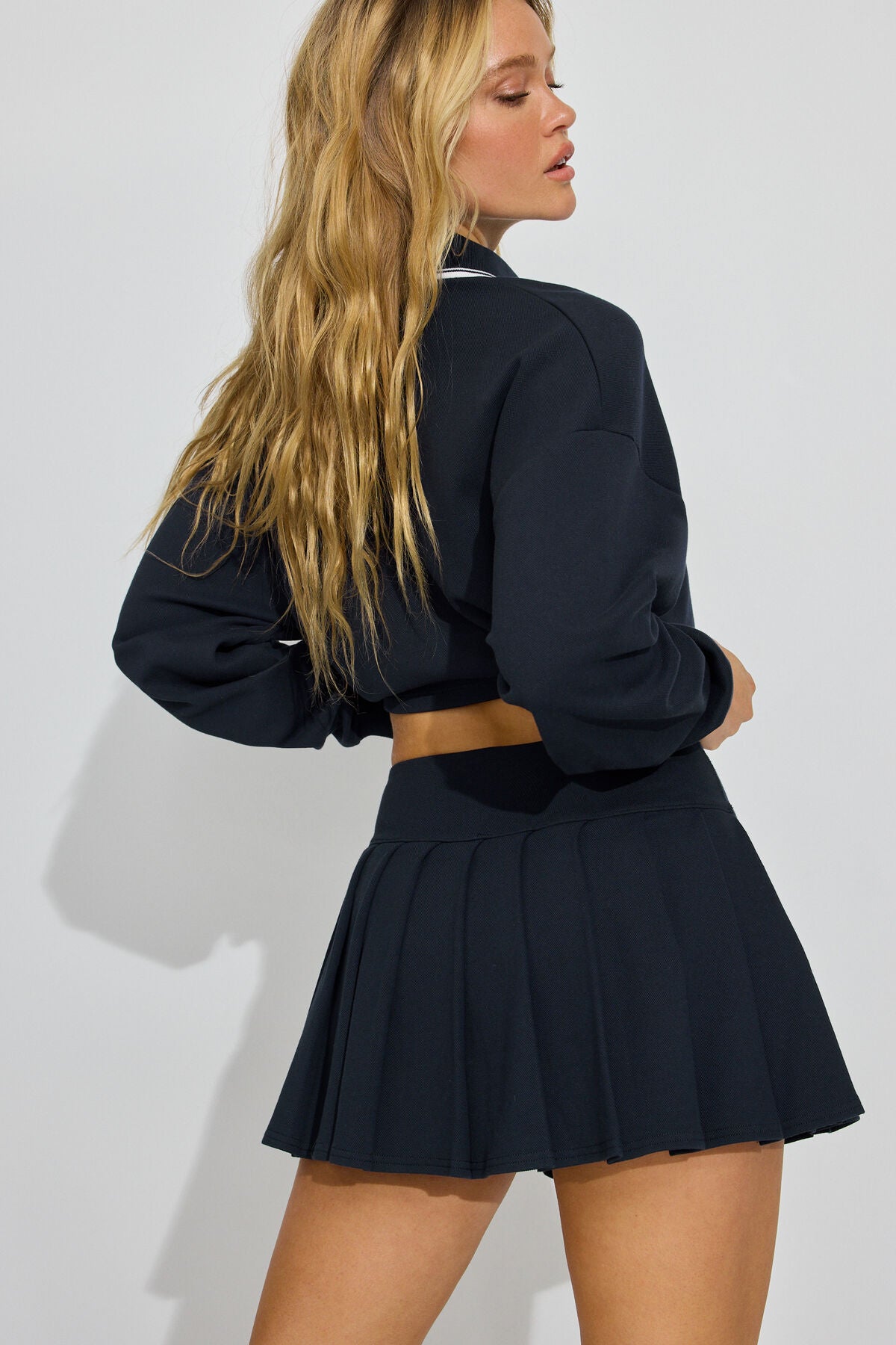 Pique Pleated Active Skort Navy Garage Clothing Women
