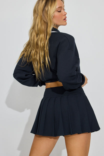 Pique Pleated Active Skort Navy Garage Clothing Women