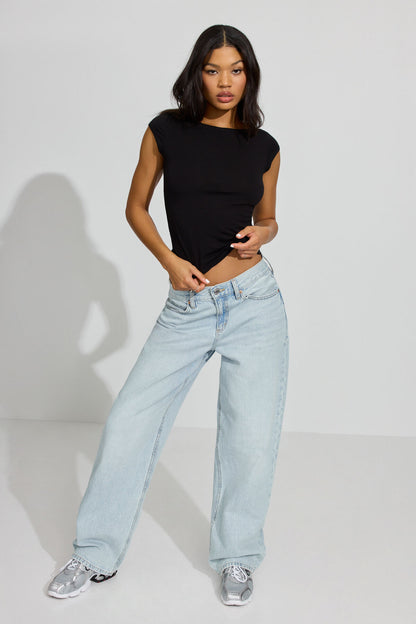 Estelle Boatneck Short Sleeve T Shirt Black Garage Clothing Women