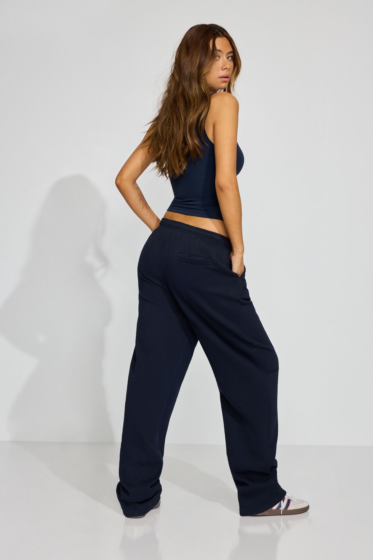 UltraFleece Slouchy Straight Leg Sweatpants Navy Garage Clothing Women