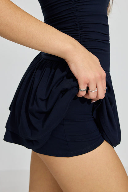 Flirty Hem Tube Romper Dress Navy Garage Clothing Women