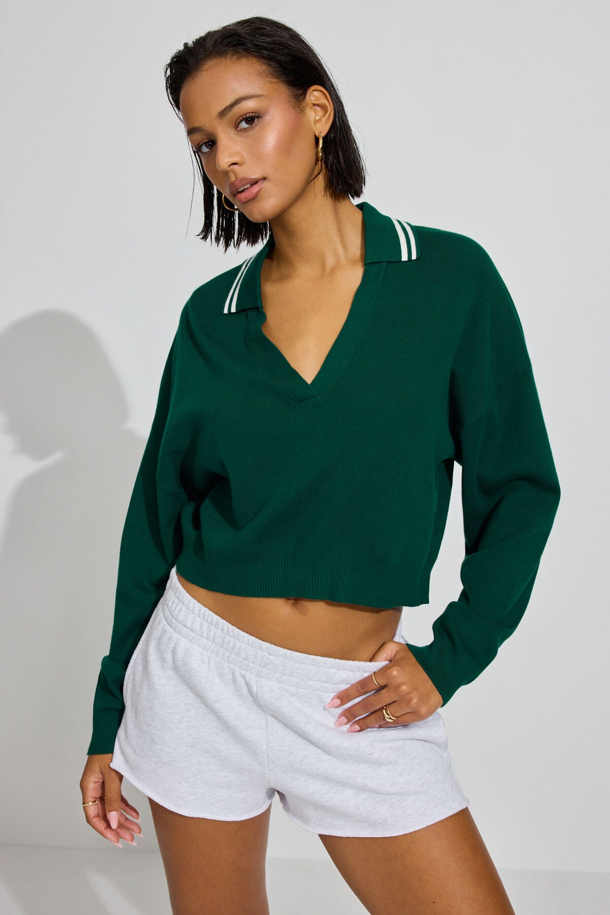 Cropped Boxy Polo Top Green Garage Clothing Women