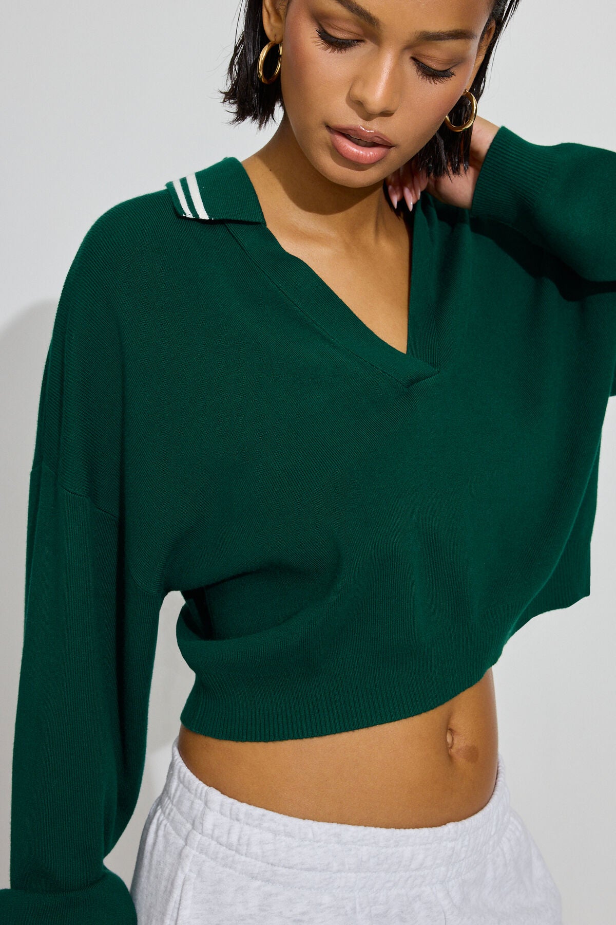 Cropped Boxy Polo Top Green Garage Clothing Women