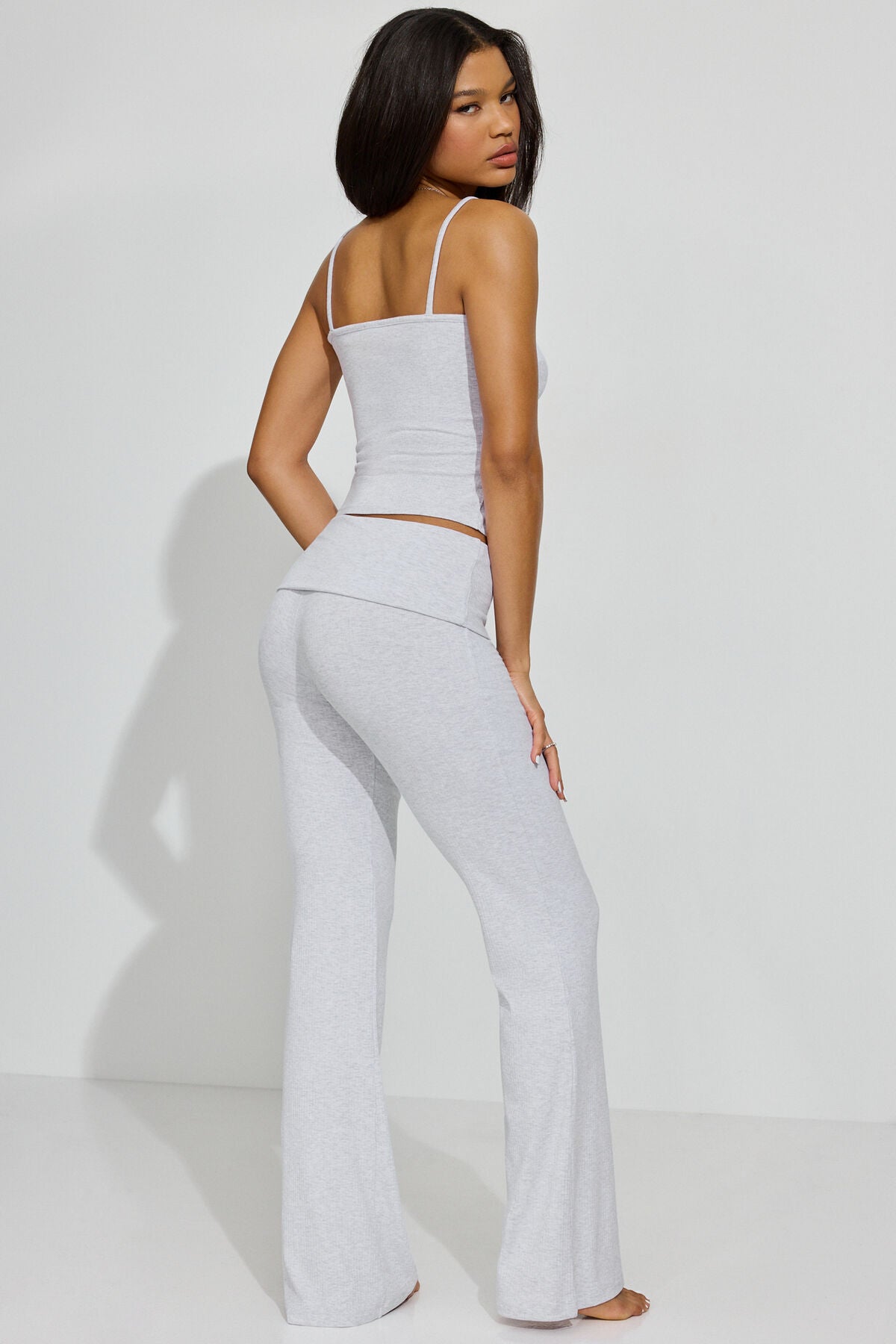 Rib Foldover Pants Gray Garage Clothing Women