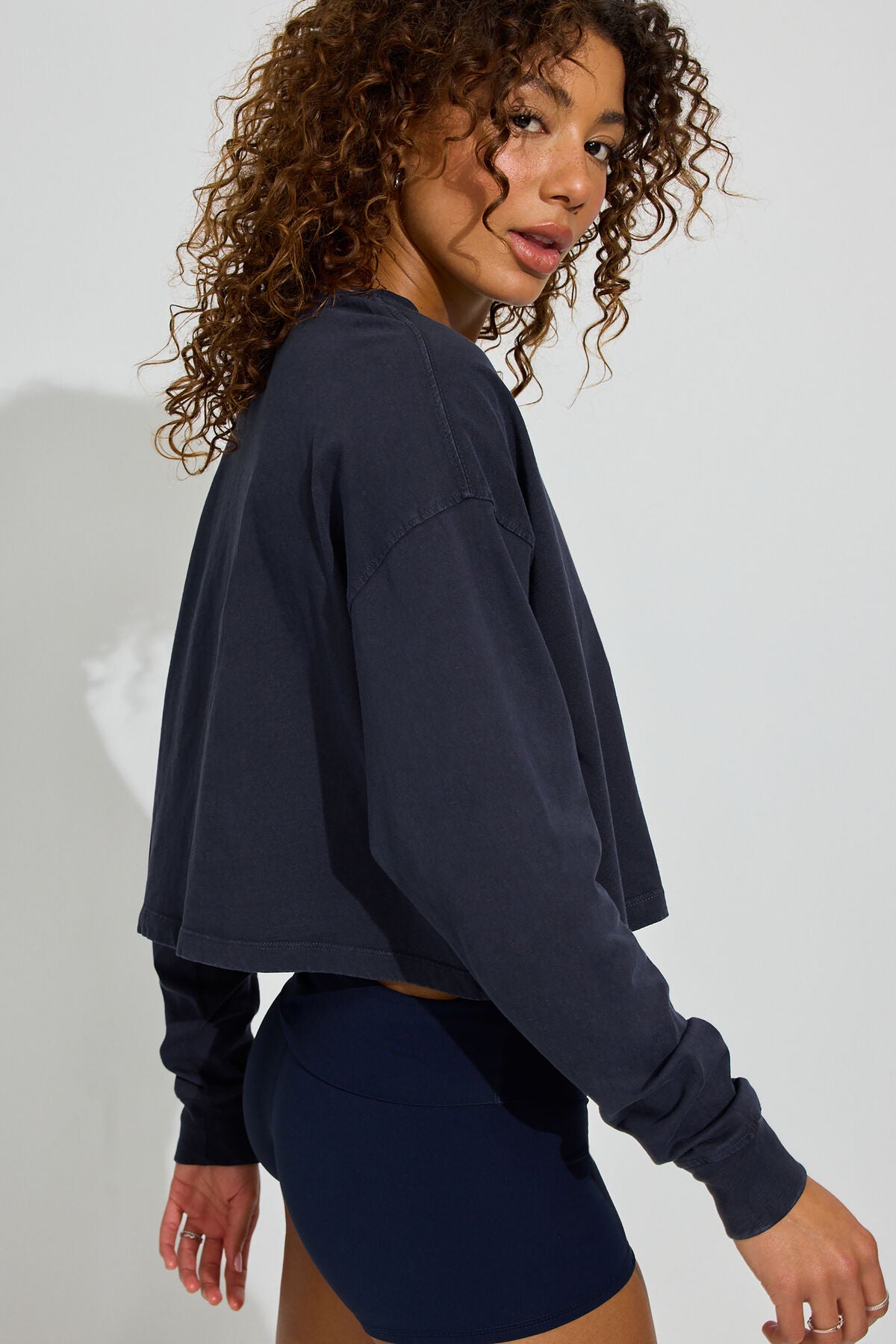 Oversized Henley Long Sleeve Top Blue Garage Clothing Women