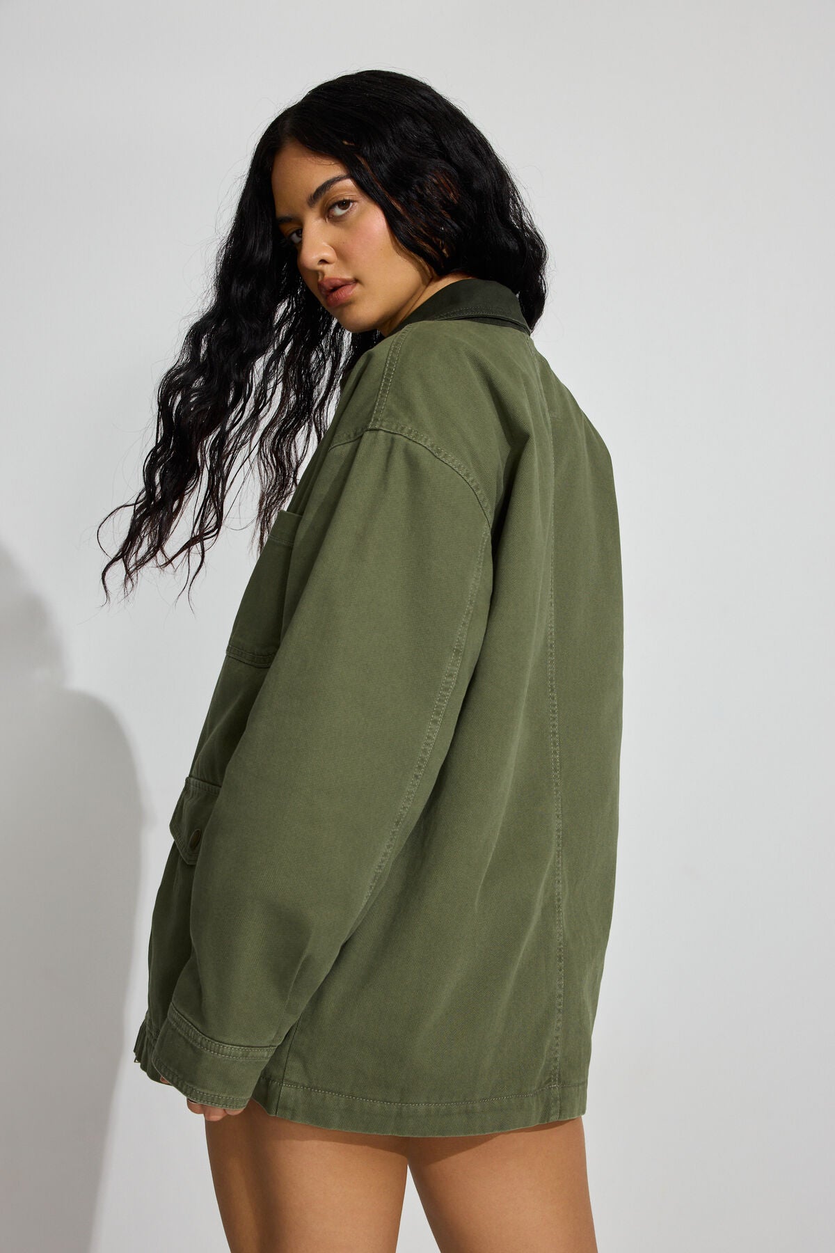 Long Twill Field Jacket Green Garage Clothing Women
