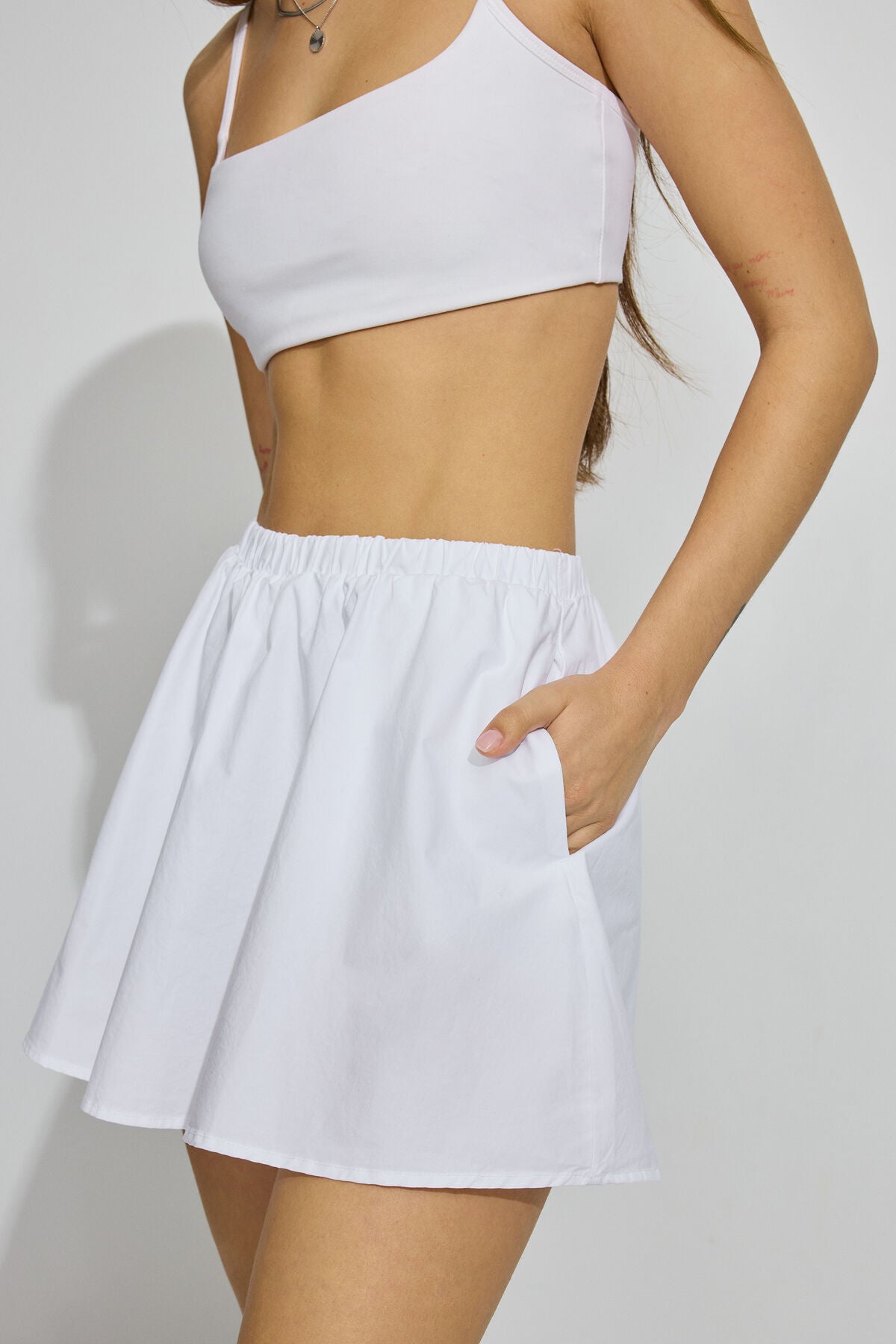 Peyton Poplin Skort White Garage Clothing Women