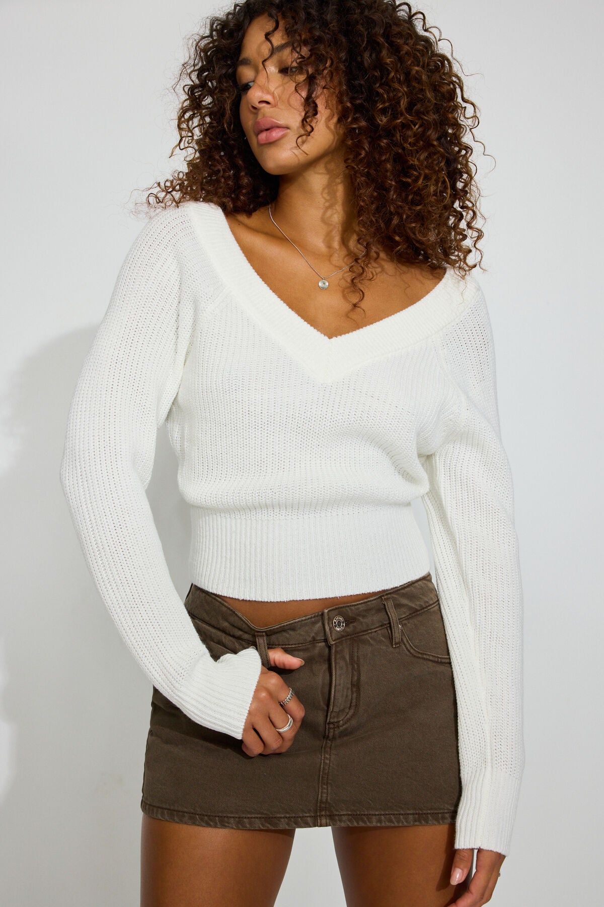 Rylie Supersoft V-Neck Top White Garage Clothing Women