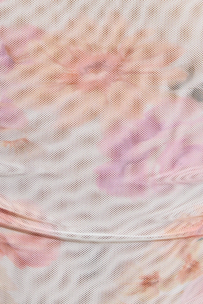 Plunge Ruched Mesh Top Pink Garage Clothing Women