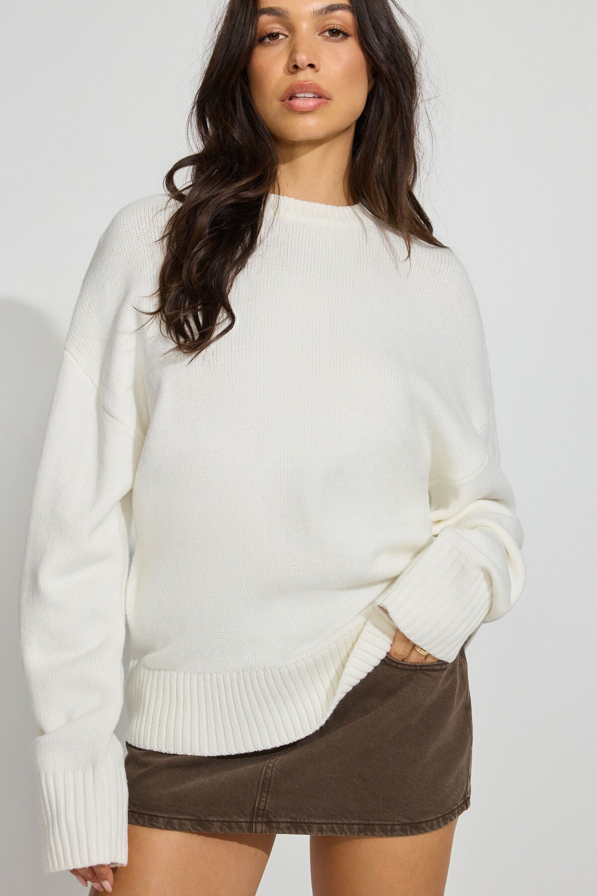 Roxy Long Sleeve Supersoft Crewneck Sweater White Garage Clothing Women