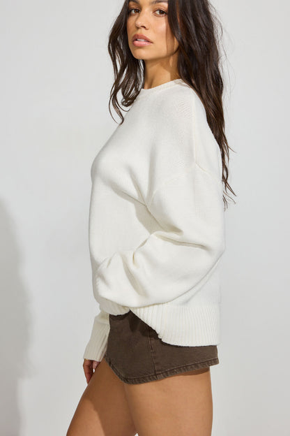 Roxy Long Sleeve Supersoft Crewneck Sweater White Garage Clothing Women