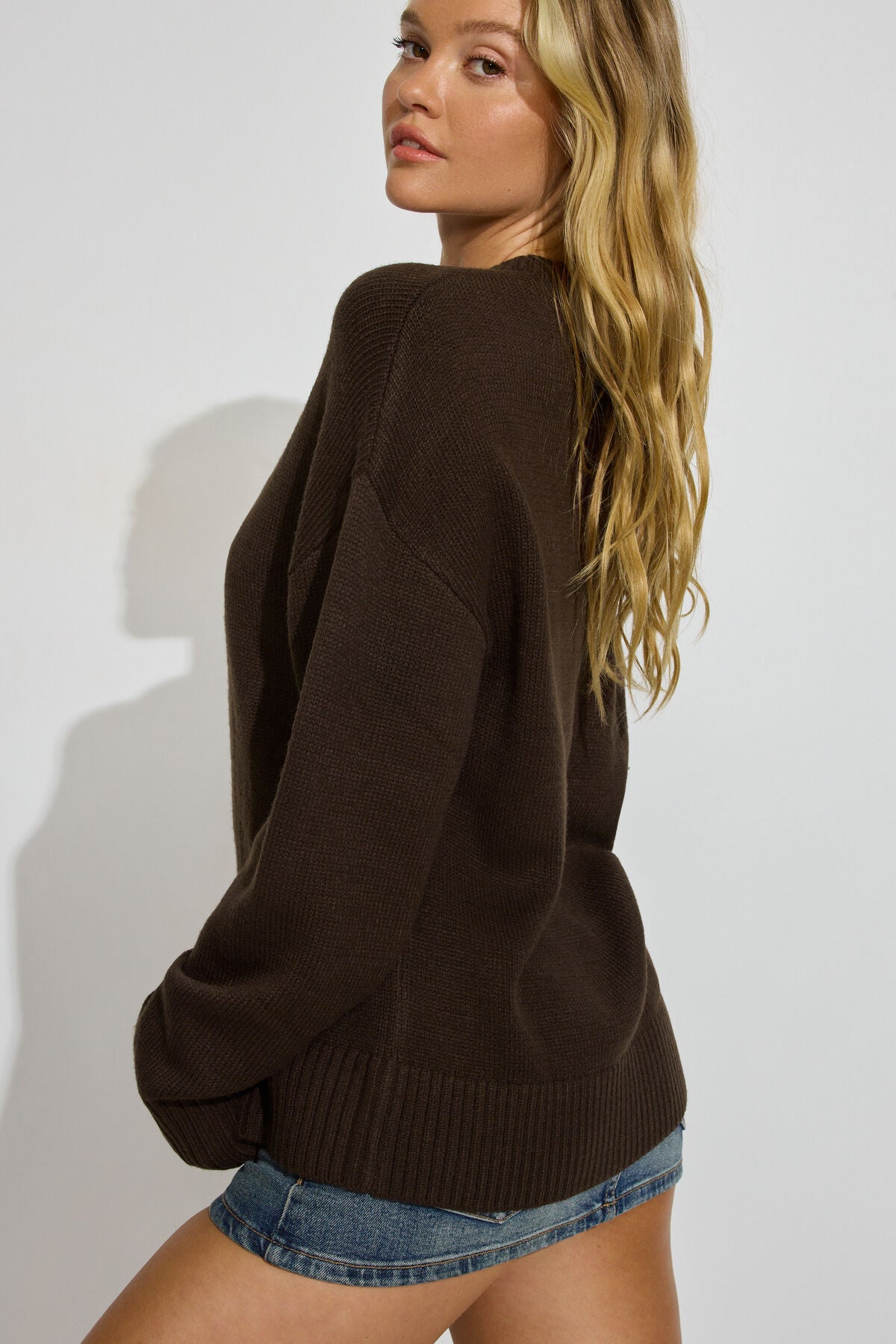 Roxy Long Sleeve Supersoft Crewneck Sweater Brown Garage Clothing Women
