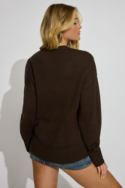 Roxy Long Sleeve Supersoft Crewneck Sweater Brown Garage Clothing Women