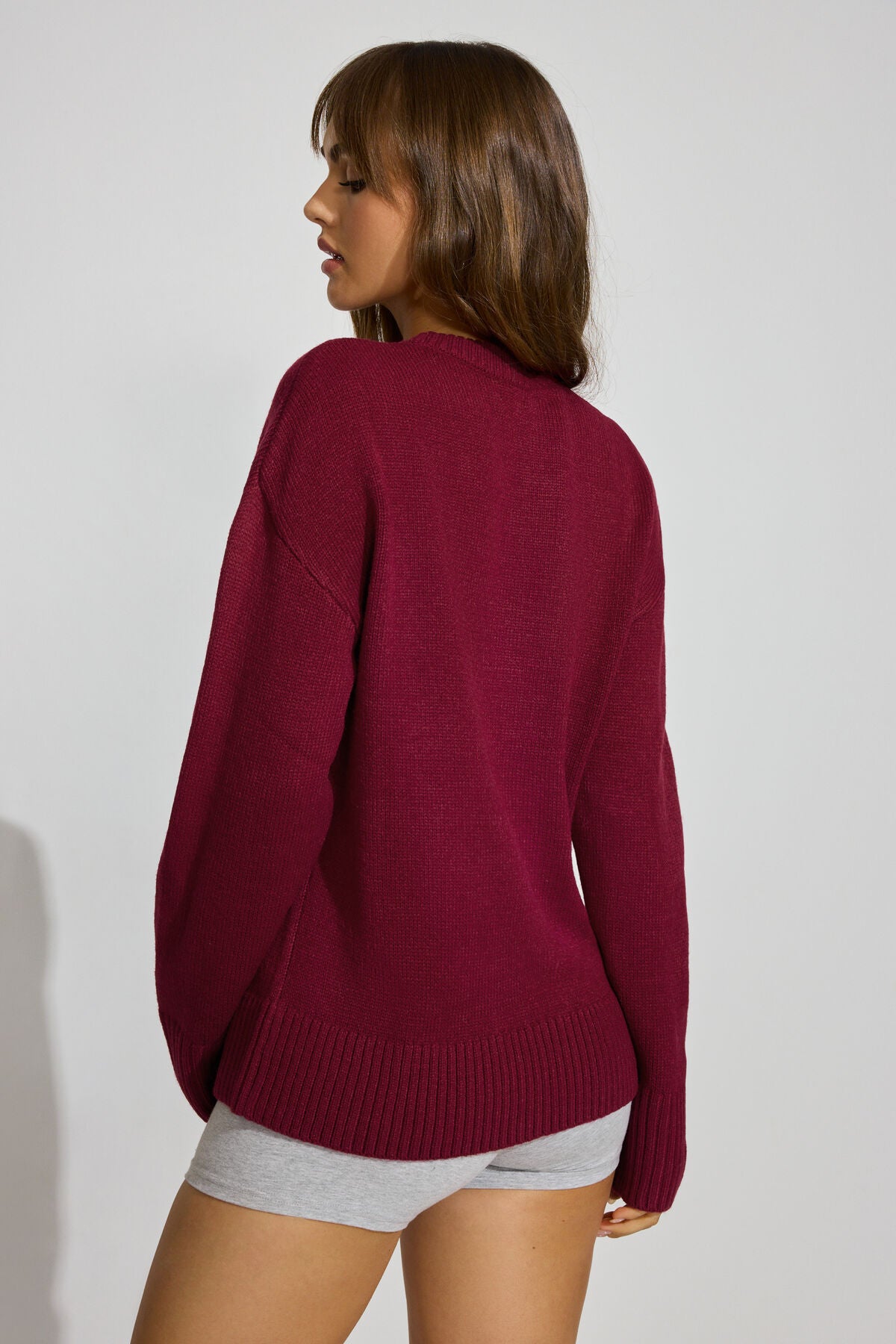 Roxy Long Sleeve Supersoft Crewneck Sweater Burgundy Garage Clothing Women