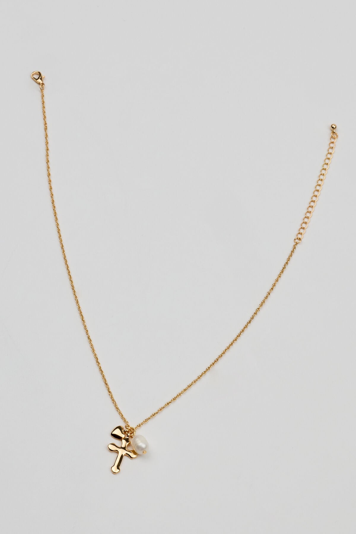 Cross, Pearl, & Heart Necklace WHITE Garage Clothing Women