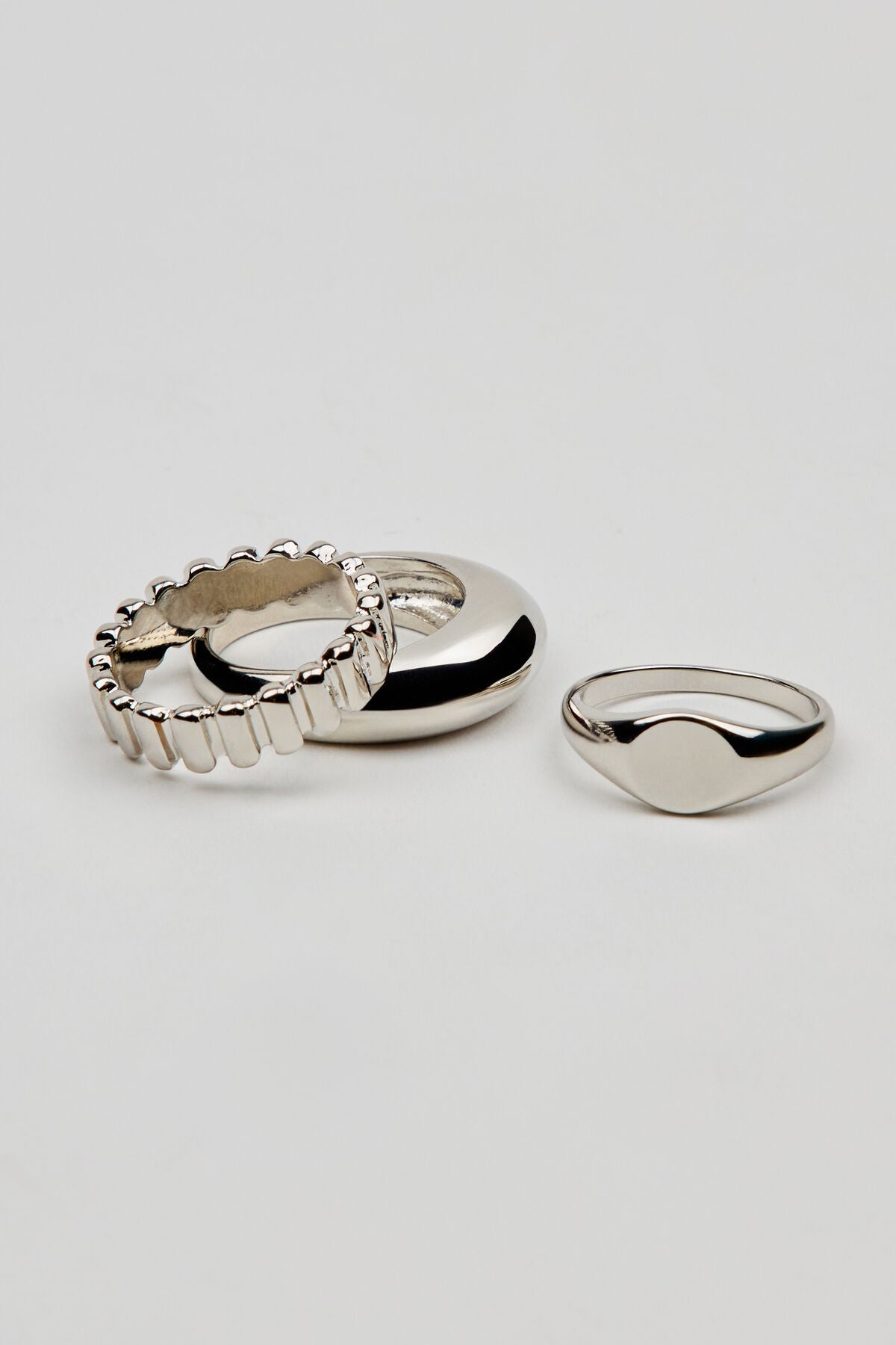 Set of 3 Signet Rings Gray Garage Clothing Women