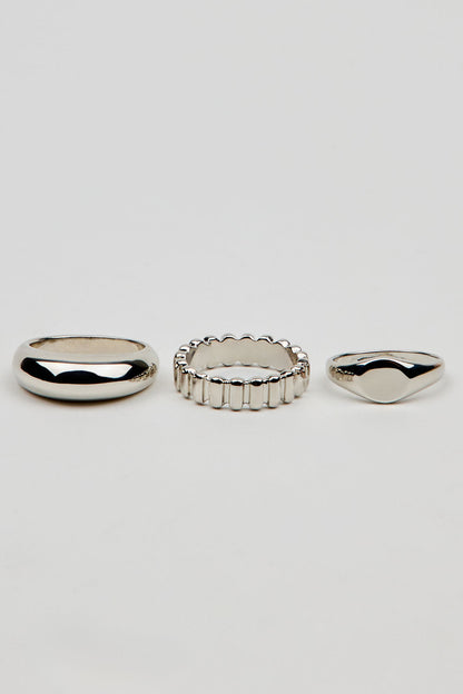 Set of 3 Signet Rings Gray Garage Clothing Women