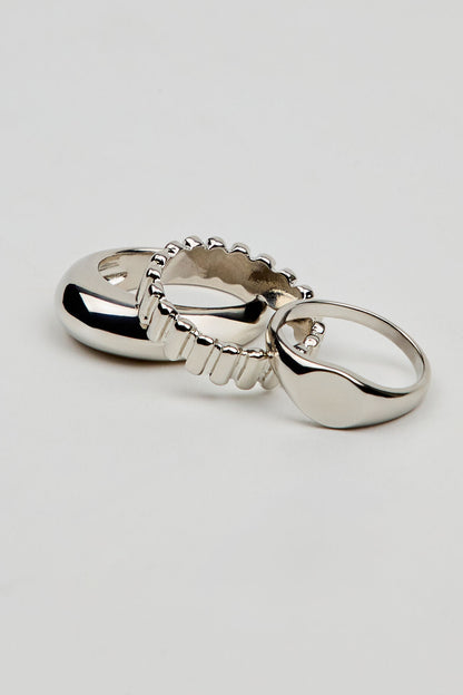 Set of 3 Signet Rings Gray Garage Clothing Women
