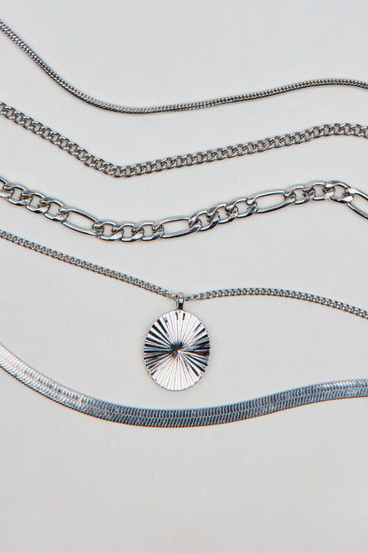 Set of 5 Clean Diamond Cut Oval Necklaces Gray Garage Clothing Women