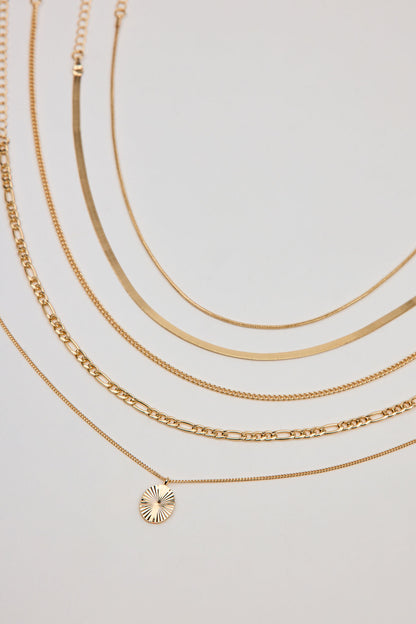 Set of 5 Clean Diamond Cut Oval Necklaces Yellow Garage Clothing Women