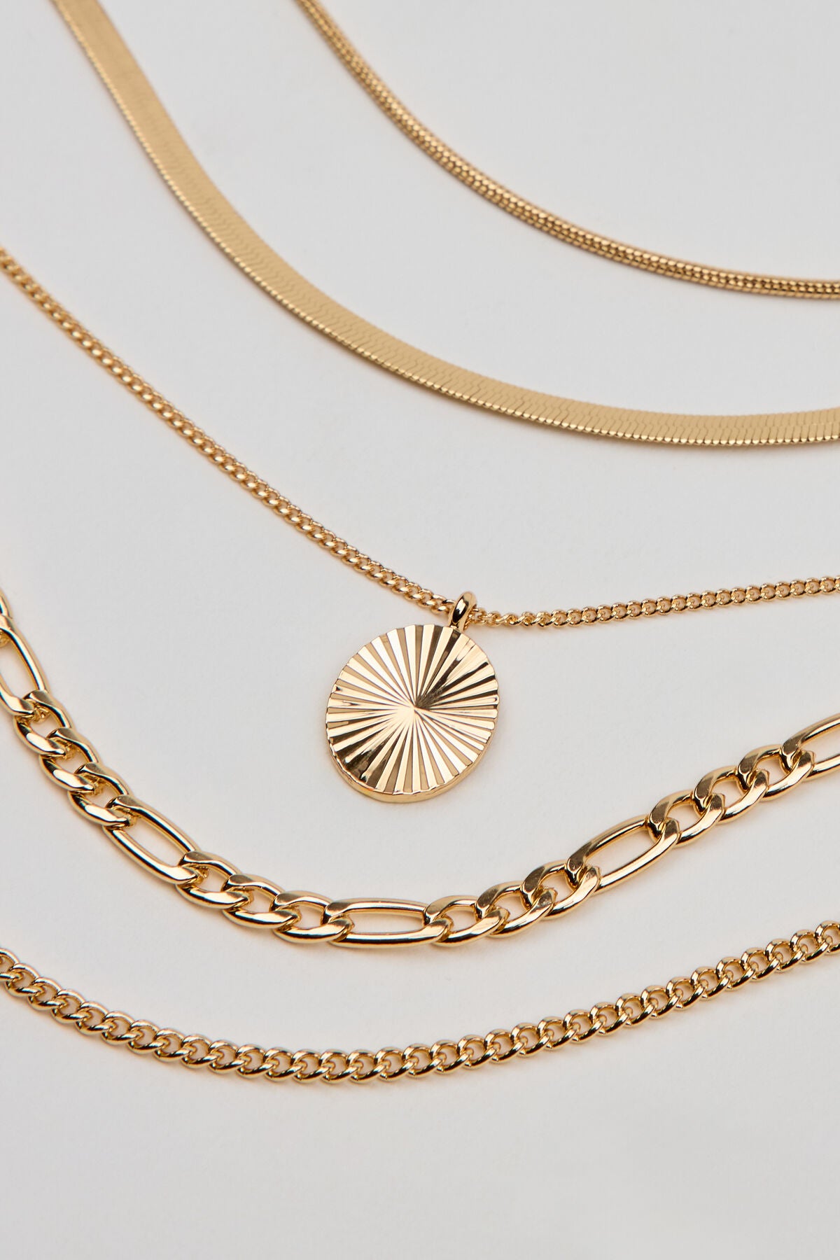 Set of 5 Clean Diamond Cut Oval Necklaces Yellow Garage Clothing Women