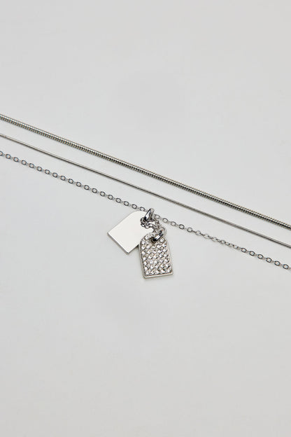 Set of 3 Dog Tags Necklaces Gray Garage Clothing Women