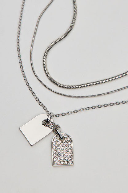 Set of 3 Dog Tags Necklaces Gray Garage Clothing Women