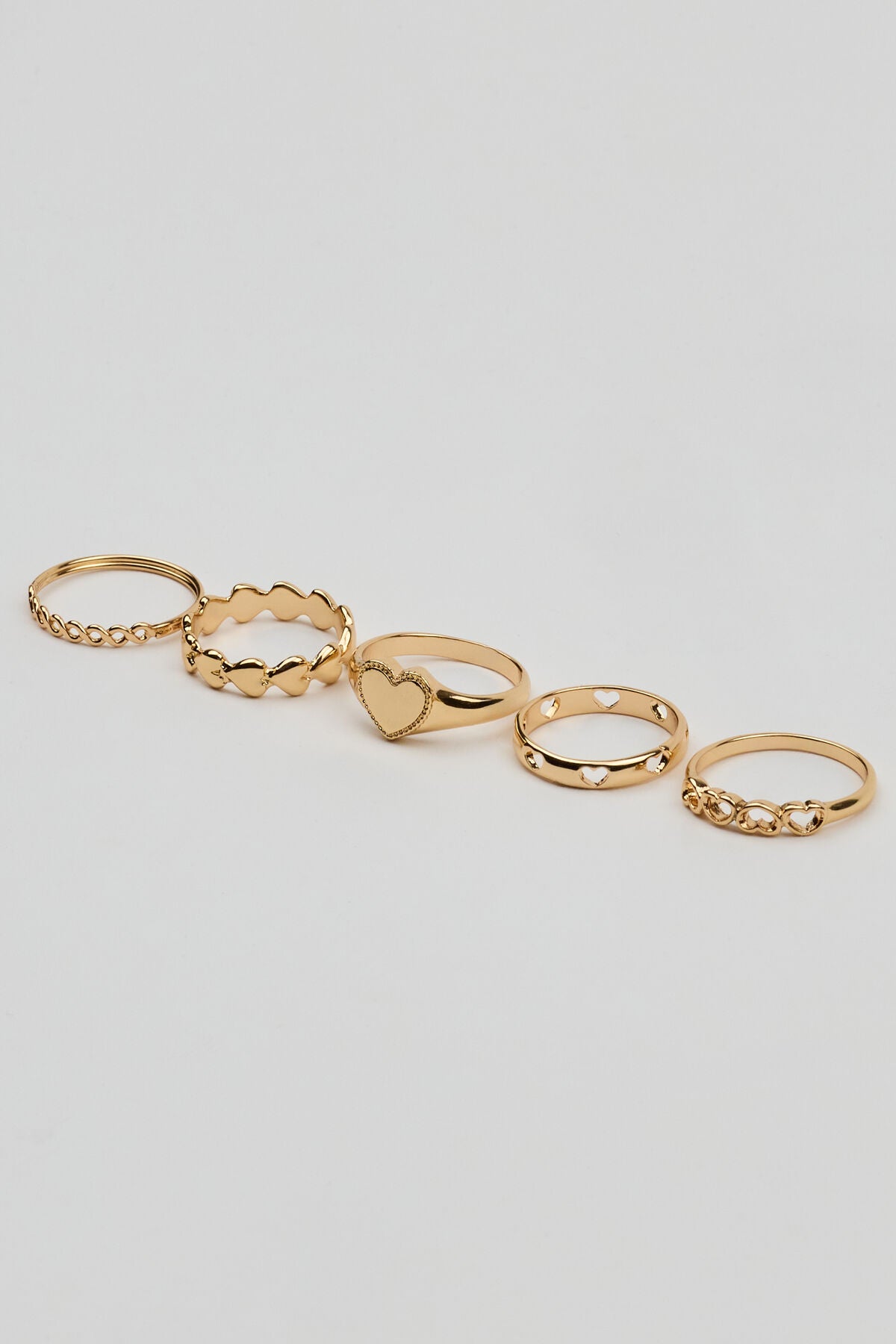 Set of 5 Allover Hearts Rings Yellow Garage Clothing Women
