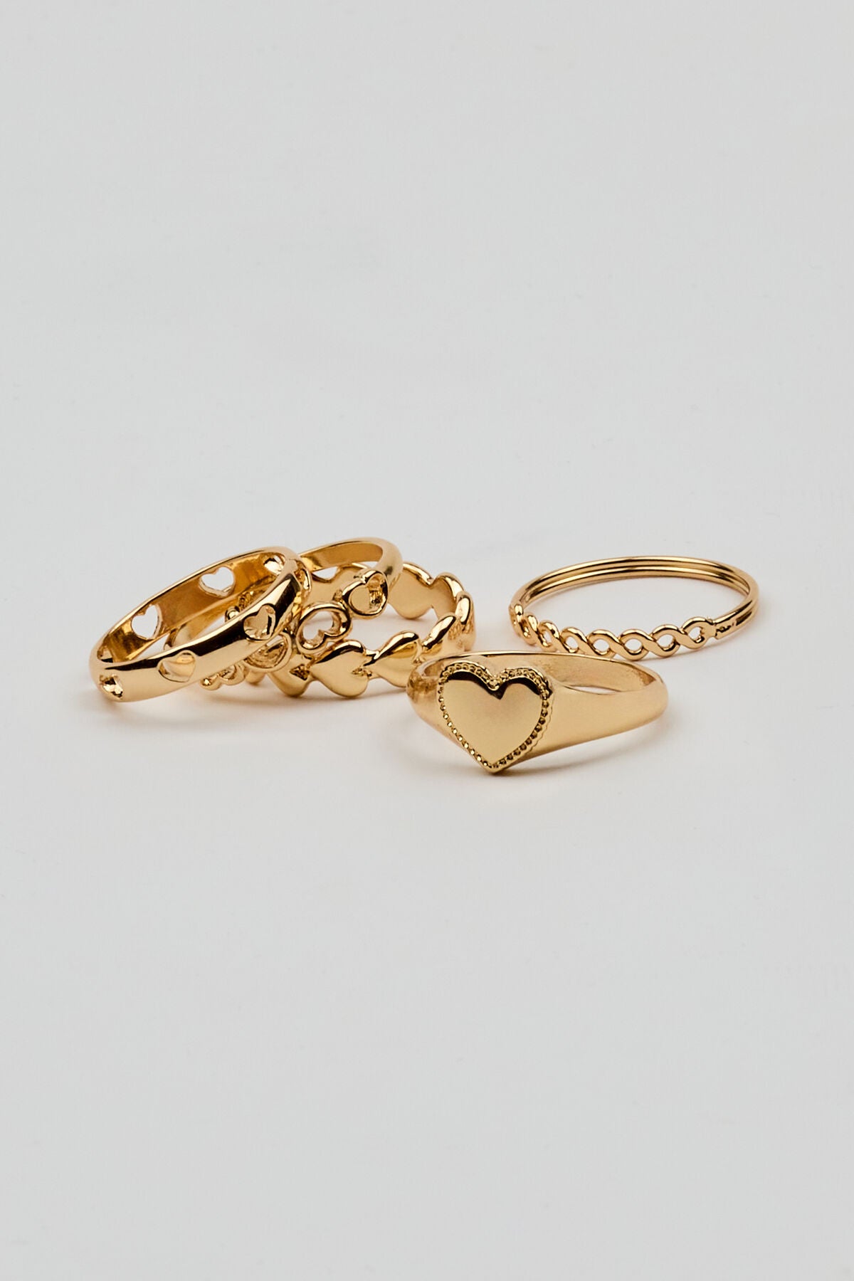Set of 5 Allover Hearts Rings Yellow Garage Clothing Women