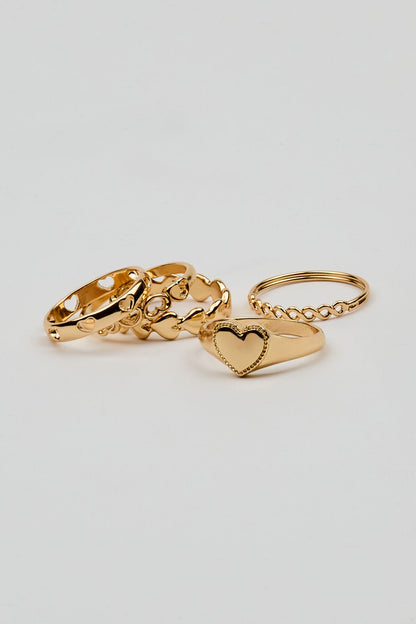 Set of 5 Allover Hearts Rings Yellow Garage Clothing Women