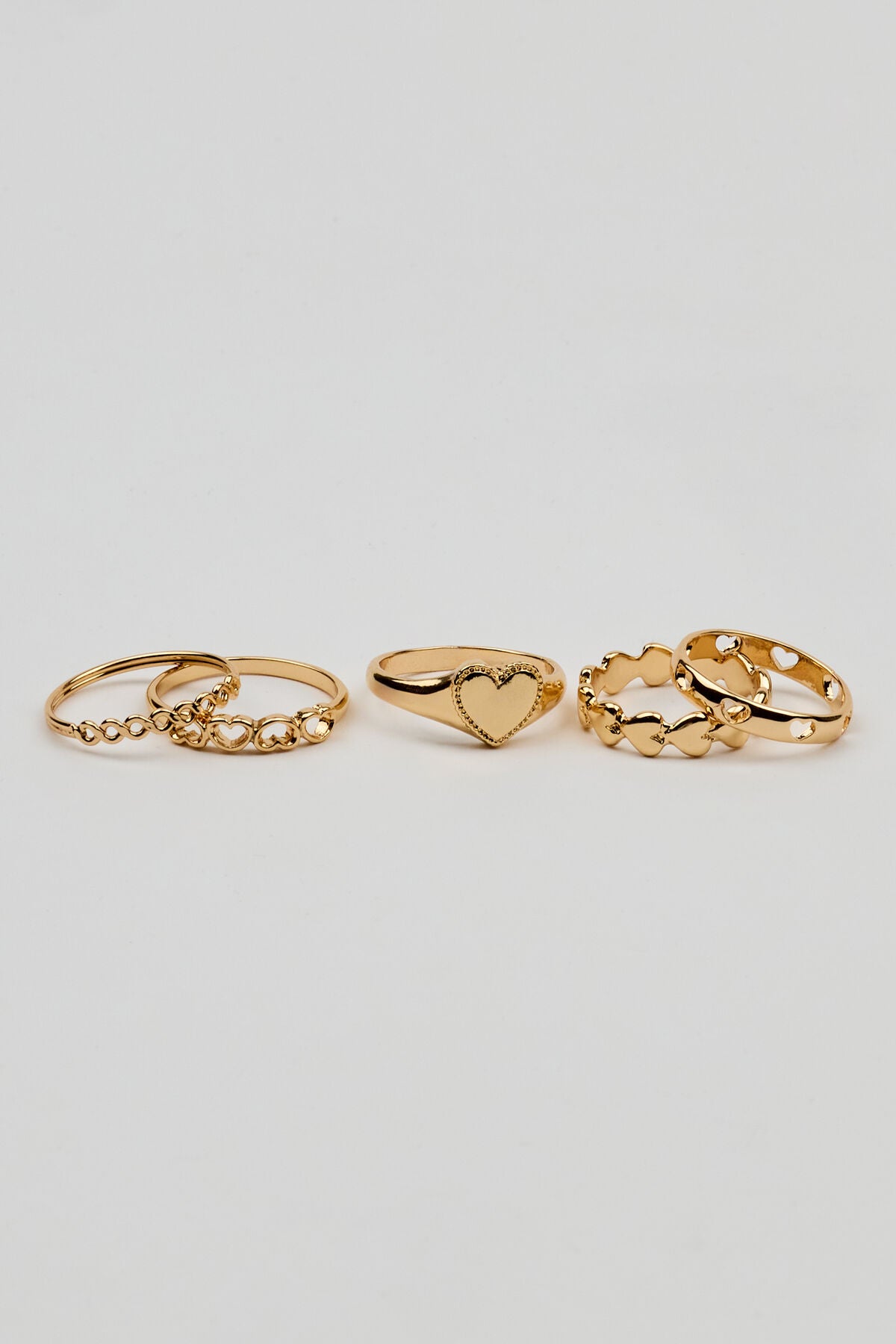 Set of 5 Allover Hearts Rings Yellow Garage Clothing Women