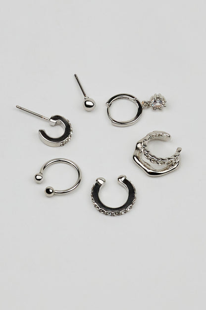 6 Pack Party Cluster Earrings Gray Garage Clothing Women