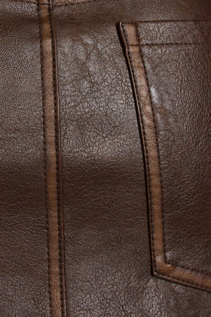 Faux Leather Micro Skort Brown Garage Clothing Women