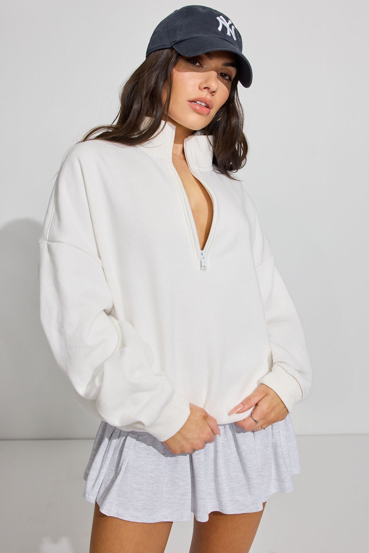 UltraFleece Half Zip Sweatshirt White Garage Clothing Women