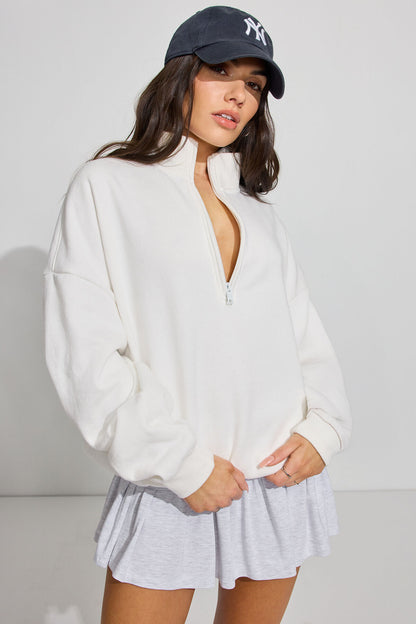 UltraFleece Half Zip Sweatshirt White Garage Clothing Women