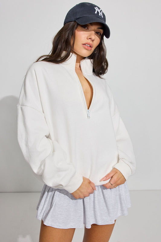 UltraFleece Half Zip Sweatshirt White Garage Clothing Women