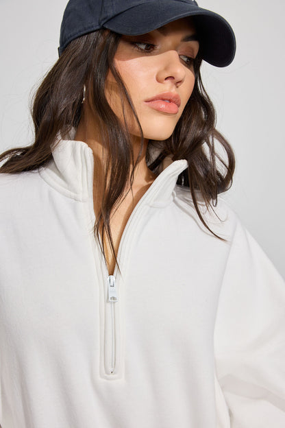 UltraFleece Half Zip Sweatshirt White Garage Clothing Women