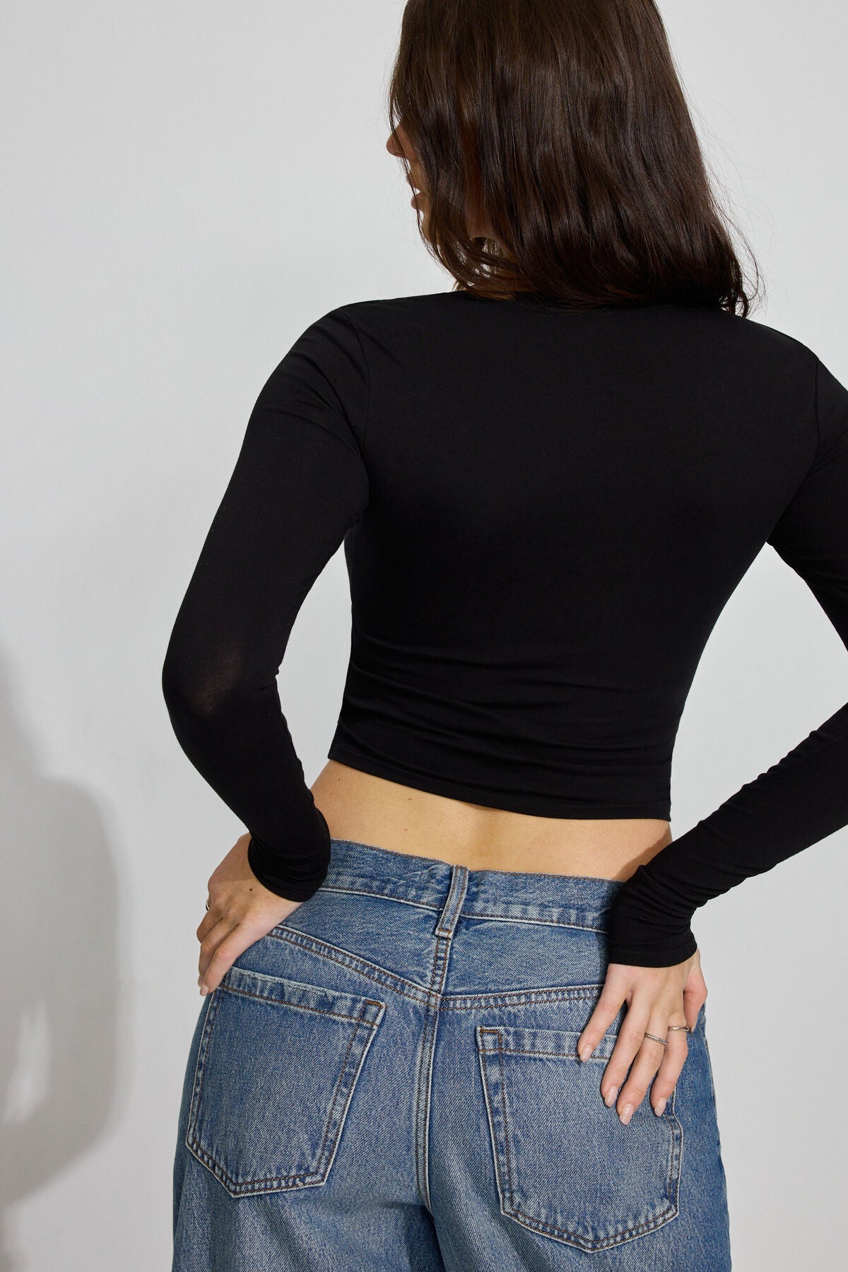 Scoop Neck Long Sleeve Top Black Garage Clothing Women