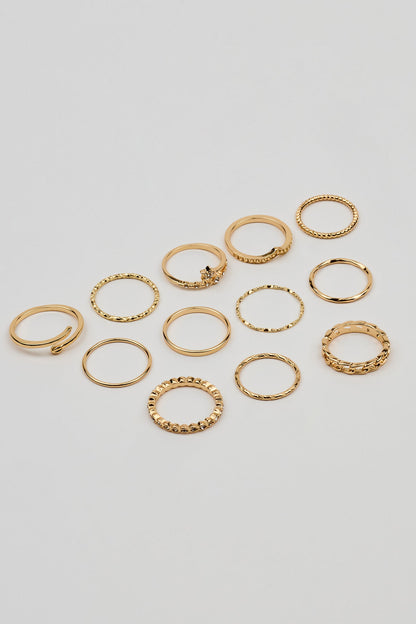 Set of 9 Star Gem Clean Rings White Garage Clothing Women