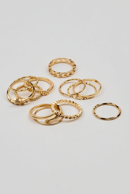 Set of 9 Star Gem Clean Rings White Garage Clothing Women