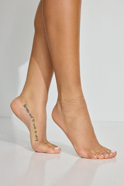 Set of 3 Delicate Anklets Yellow Garage Clothing Women