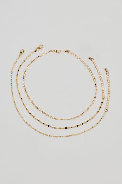 Set of 3 Delicate Anklets Yellow Garage Clothing Women