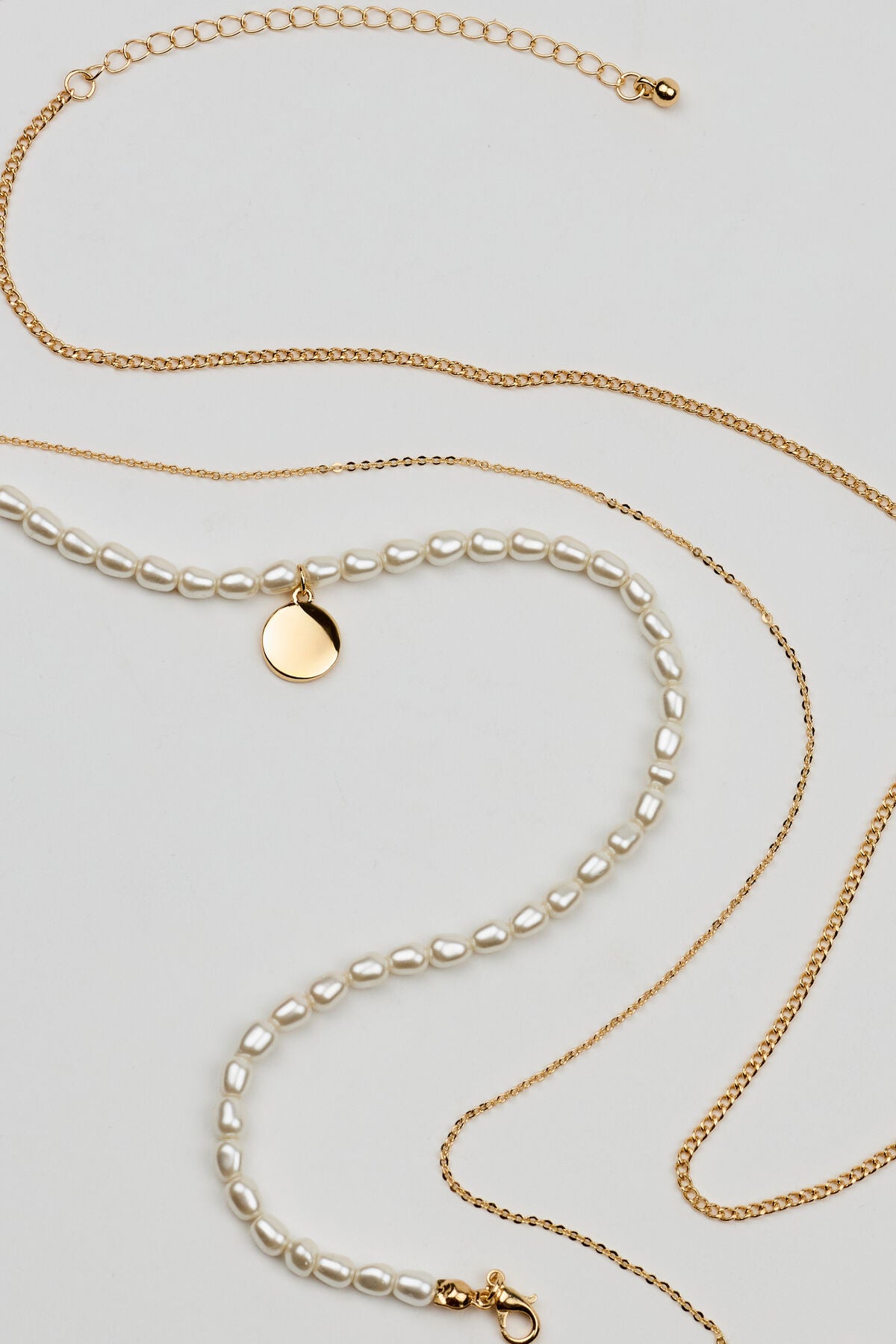 Set of 3 Pearl and Chain Necklaces WHITE Garage Clothing Women