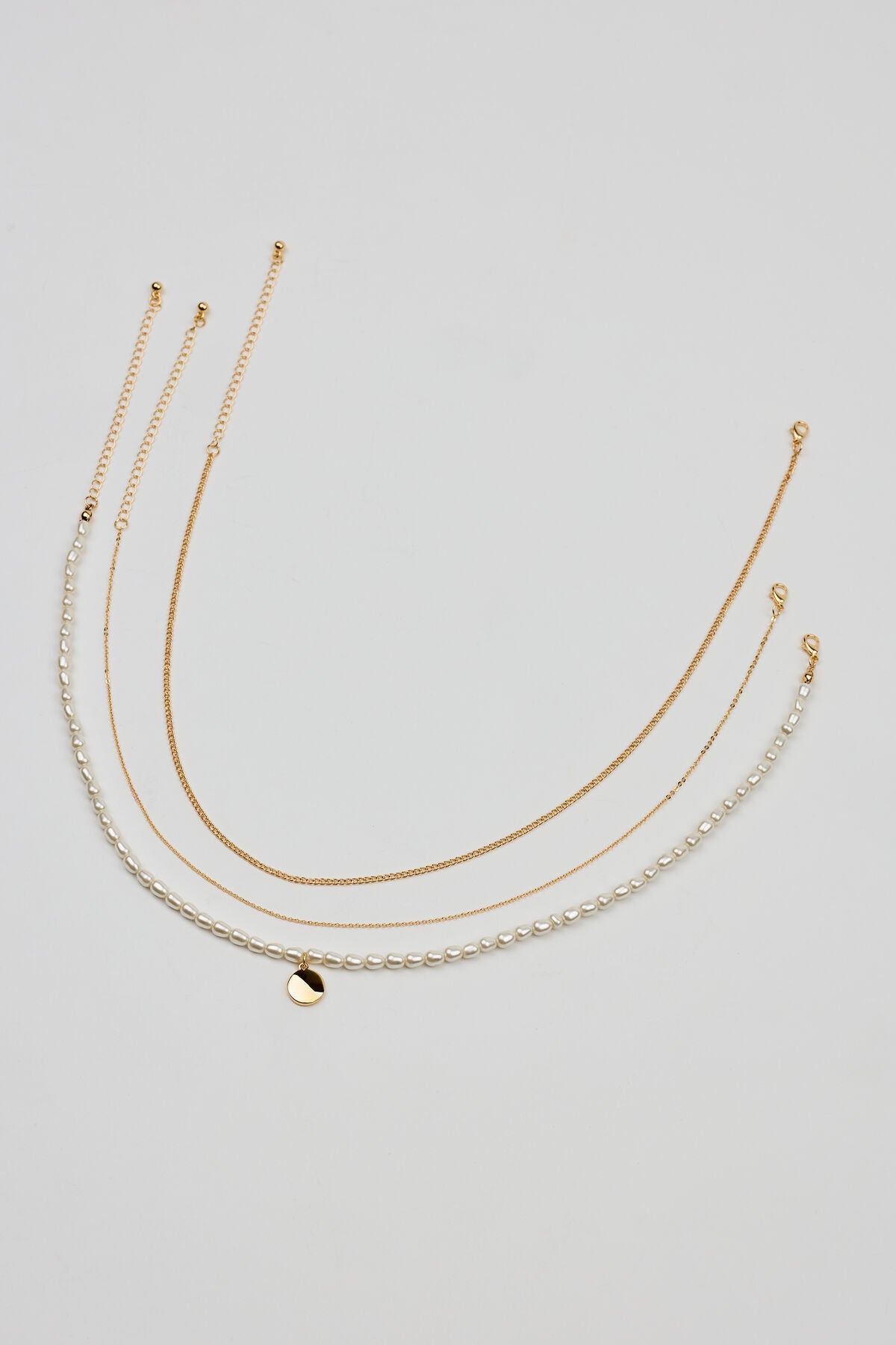 Set of 3 Pearl and Chain Necklaces WHITE Garage Clothing Women