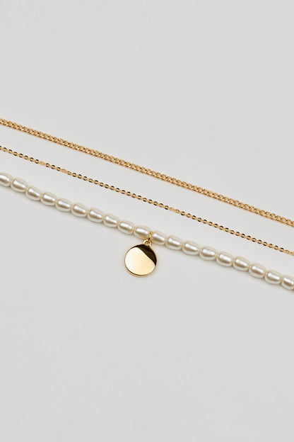Set of 3 Pearl and Chain Necklaces WHITE Garage Clothing Women
