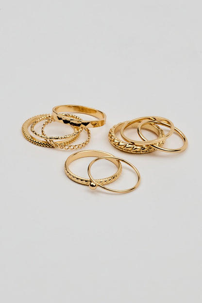 Set of 10 Simple Rings Yellow Garage Clothing Women