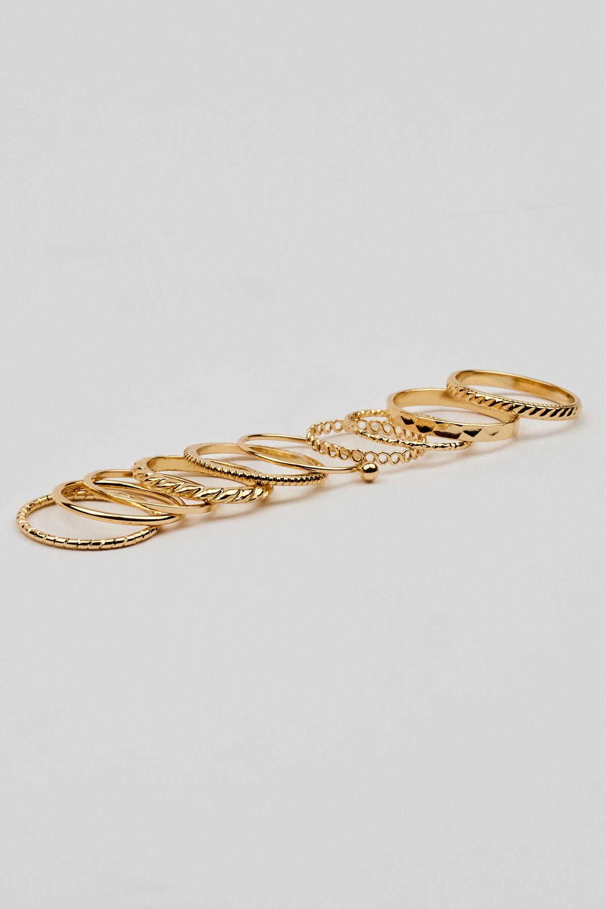 Set of 10 Simple Rings Yellow Garage Clothing Women